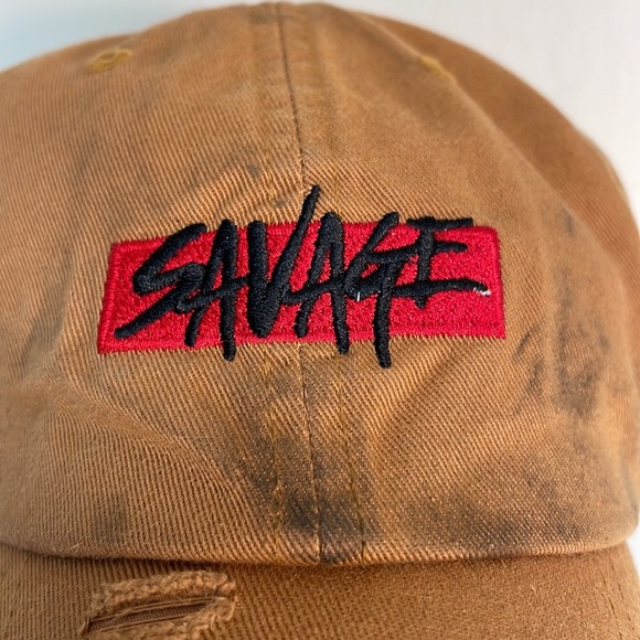 KBETHOS Destroyed Vintage SAVAGE Tan Dad Cap - Picture 7 of 11